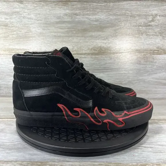 Vans Men’s Sk8-Hi Flame Black Suede High Top Sneakers Size 10 - Picture 3 of 8
